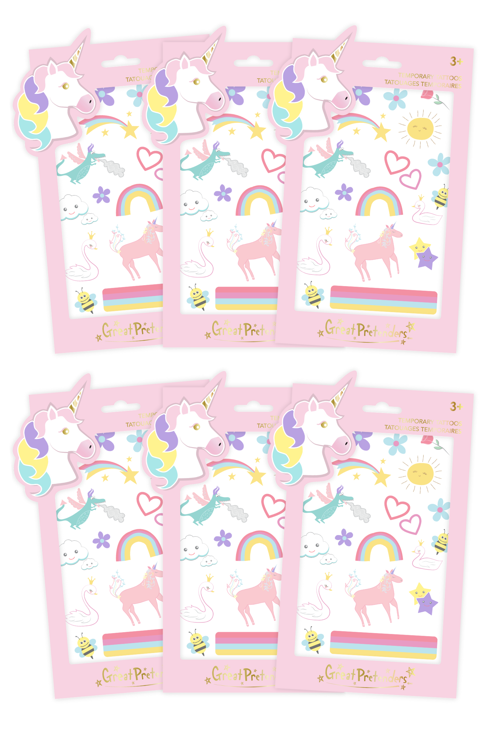 6 Packs of Unicorn Temporary Tattoos