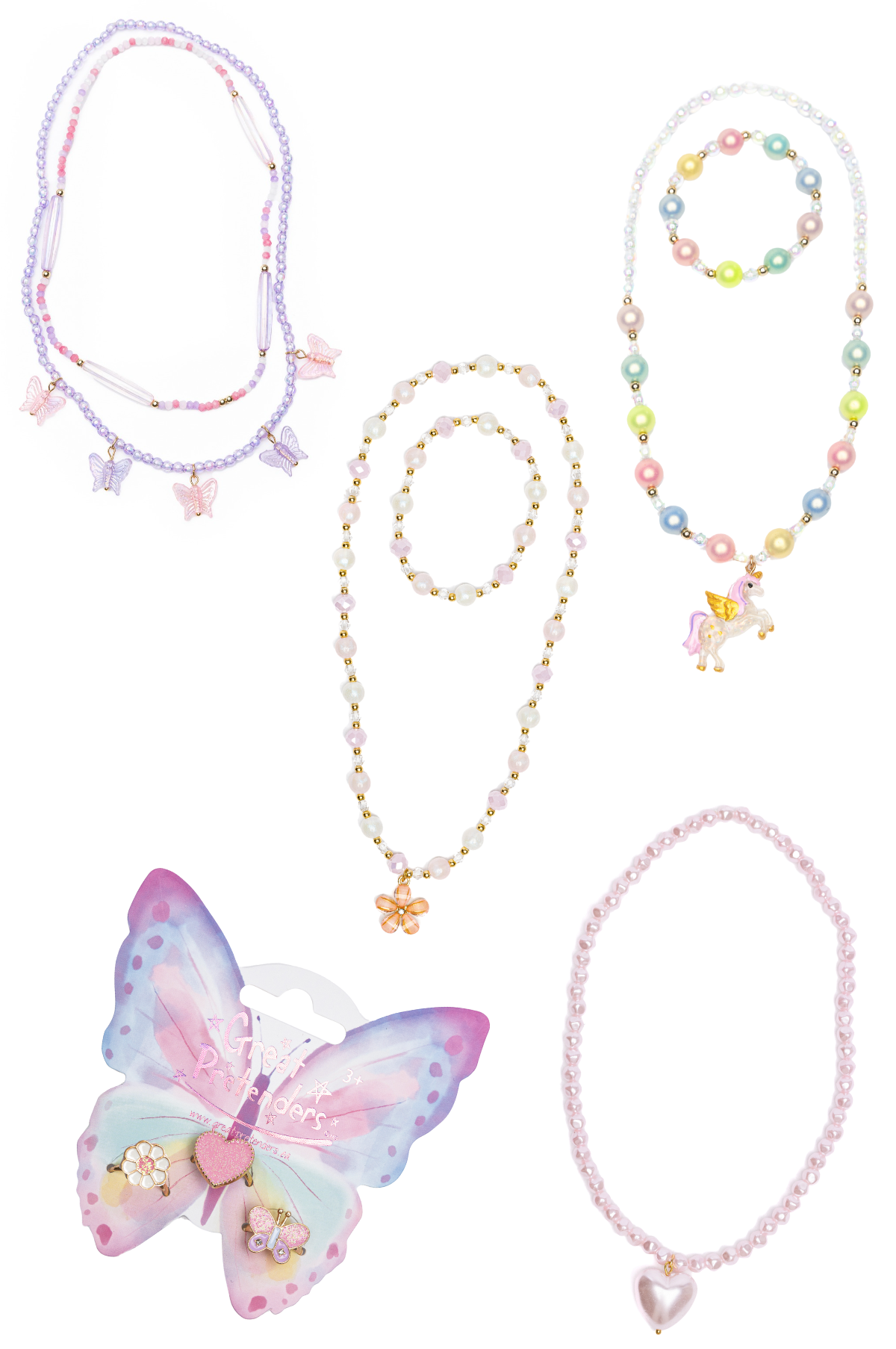 Whimsical Butterflies, Unicorn, and Hearts 5-pc Accesssory Bundle