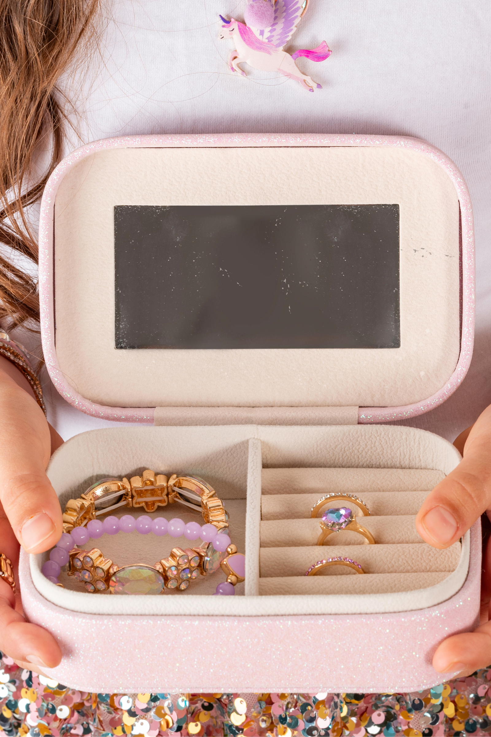 Pretty Precious Unicorn Jewelry Box in Irridescent